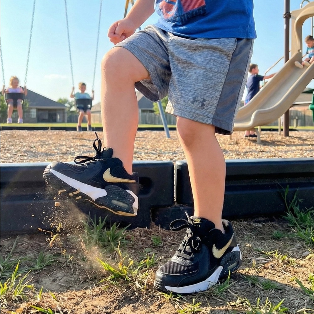 Nike Kids Black and Gold Sneakers Sz 11
